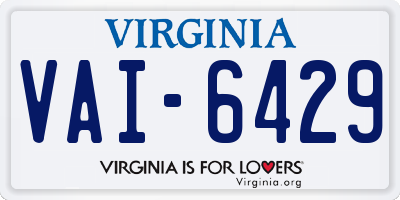 VA license plate VAI6429
