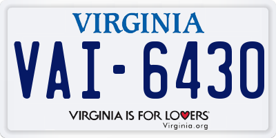 VA license plate VAI6430