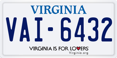VA license plate VAI6432