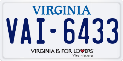 VA license plate VAI6433