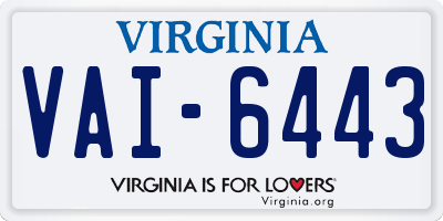 VA license plate VAI6443