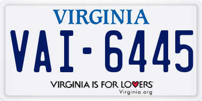 VA license plate VAI6445
