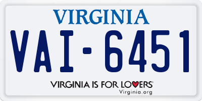 VA license plate VAI6451