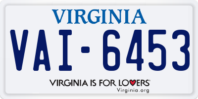 VA license plate VAI6453