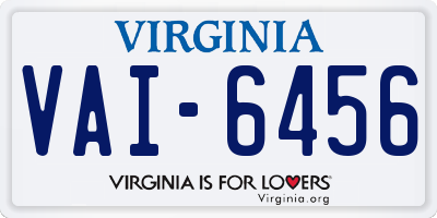 VA license plate VAI6456