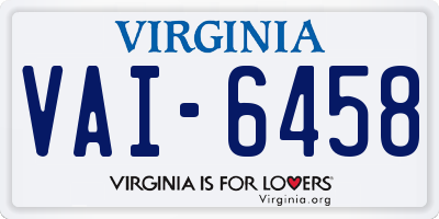 VA license plate VAI6458