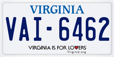 VA license plate VAI6462