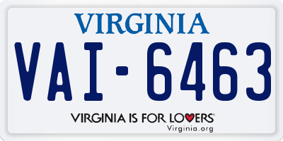 VA license plate VAI6463