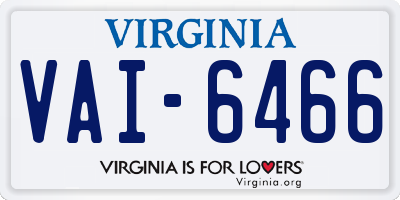 VA license plate VAI6466