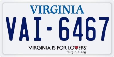 VA license plate VAI6467