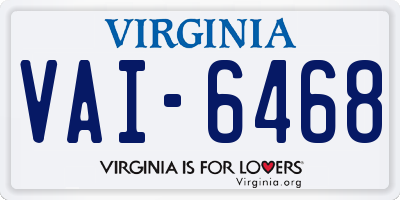VA license plate VAI6468