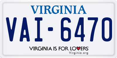 VA license plate VAI6470