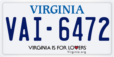 VA license plate VAI6472