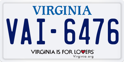 VA license plate VAI6476