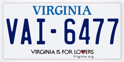 VA license plate VAI6477
