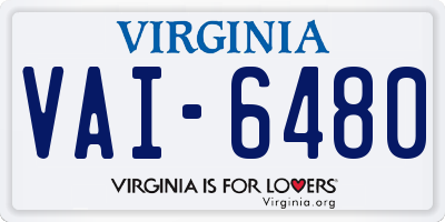 VA license plate VAI6480