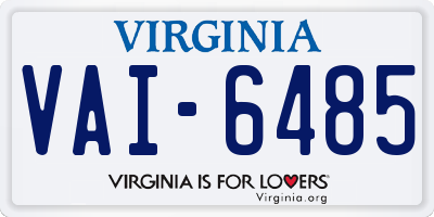 VA license plate VAI6485