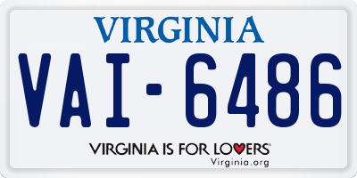 VA license plate VAI6486