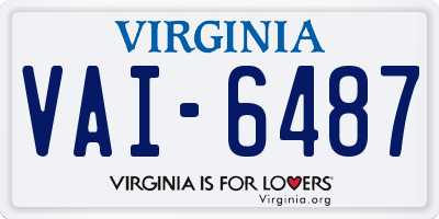 VA license plate VAI6487