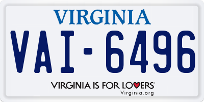 VA license plate VAI6496