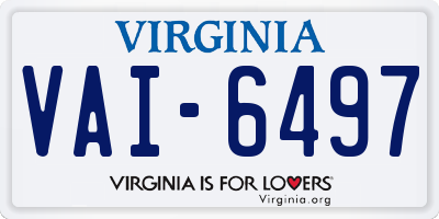 VA license plate VAI6497