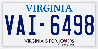 VA license plate VAI6498