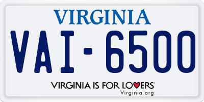 VA license plate VAI6500