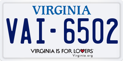 VA license plate VAI6502