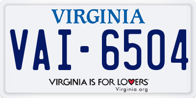 VA license plate VAI6504