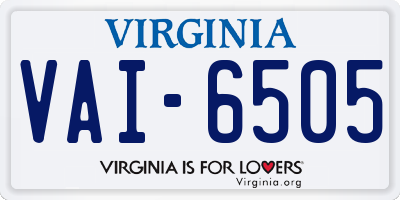 VA license plate VAI6505