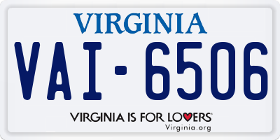 VA license plate VAI6506