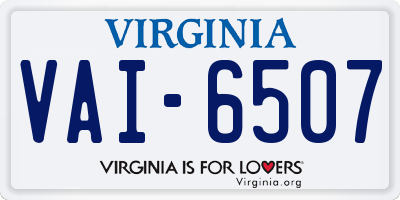 VA license plate VAI6507
