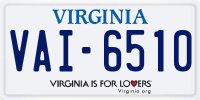 VA license plate VAI6510