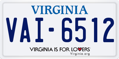 VA license plate VAI6512