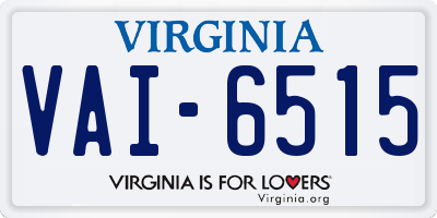 VA license plate VAI6515