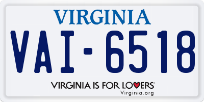 VA license plate VAI6518