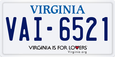 VA license plate VAI6521