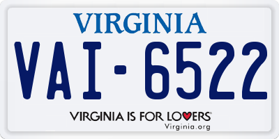 VA license plate VAI6522