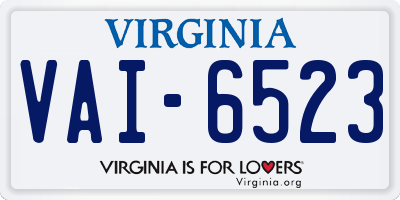 VA license plate VAI6523