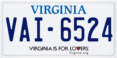 VA license plate VAI6524