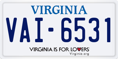 VA license plate VAI6531