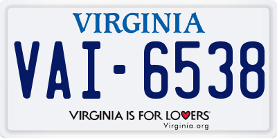 VA license plate VAI6538