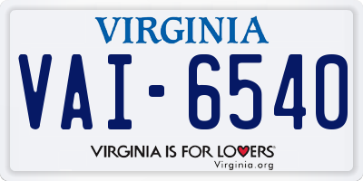 VA license plate VAI6540