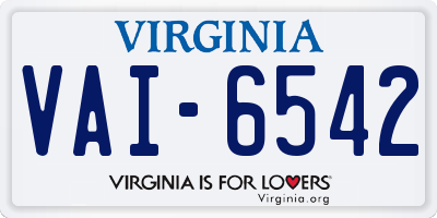 VA license plate VAI6542