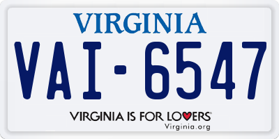 VA license plate VAI6547