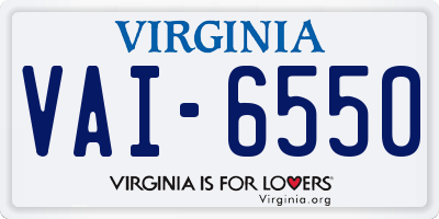 VA license plate VAI6550