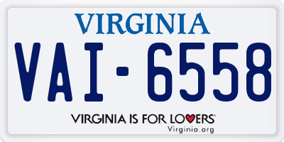 VA license plate VAI6558