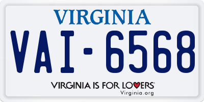 VA license plate VAI6568