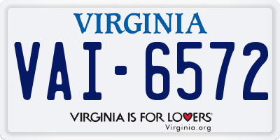 VA license plate VAI6572