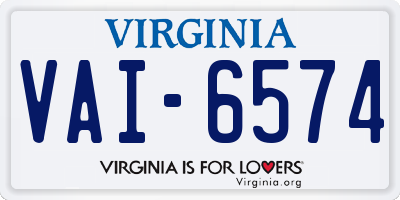 VA license plate VAI6574